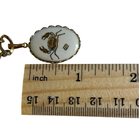 Vintage Zodiac Cancer Sign Bracelet Crab Luck Dangle Charm Gold Tone Celestial - Picture 12 of 14